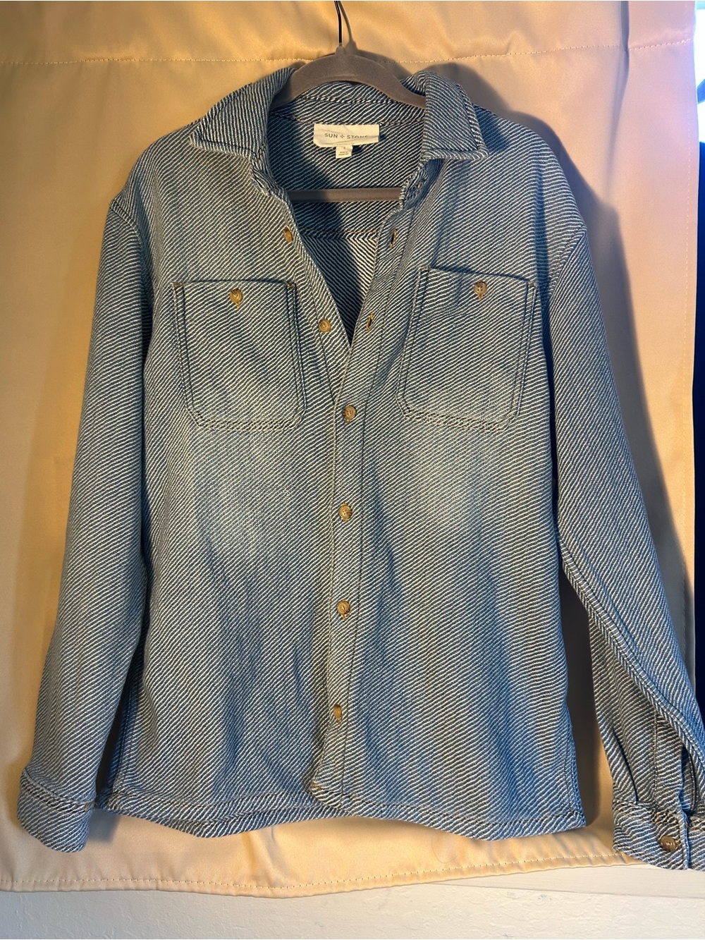 Light Blue Striped Men's Button-Up Shirt